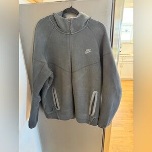 Nike Men Charcoal Gray Full-Zip Bomber Hoodie Jacket